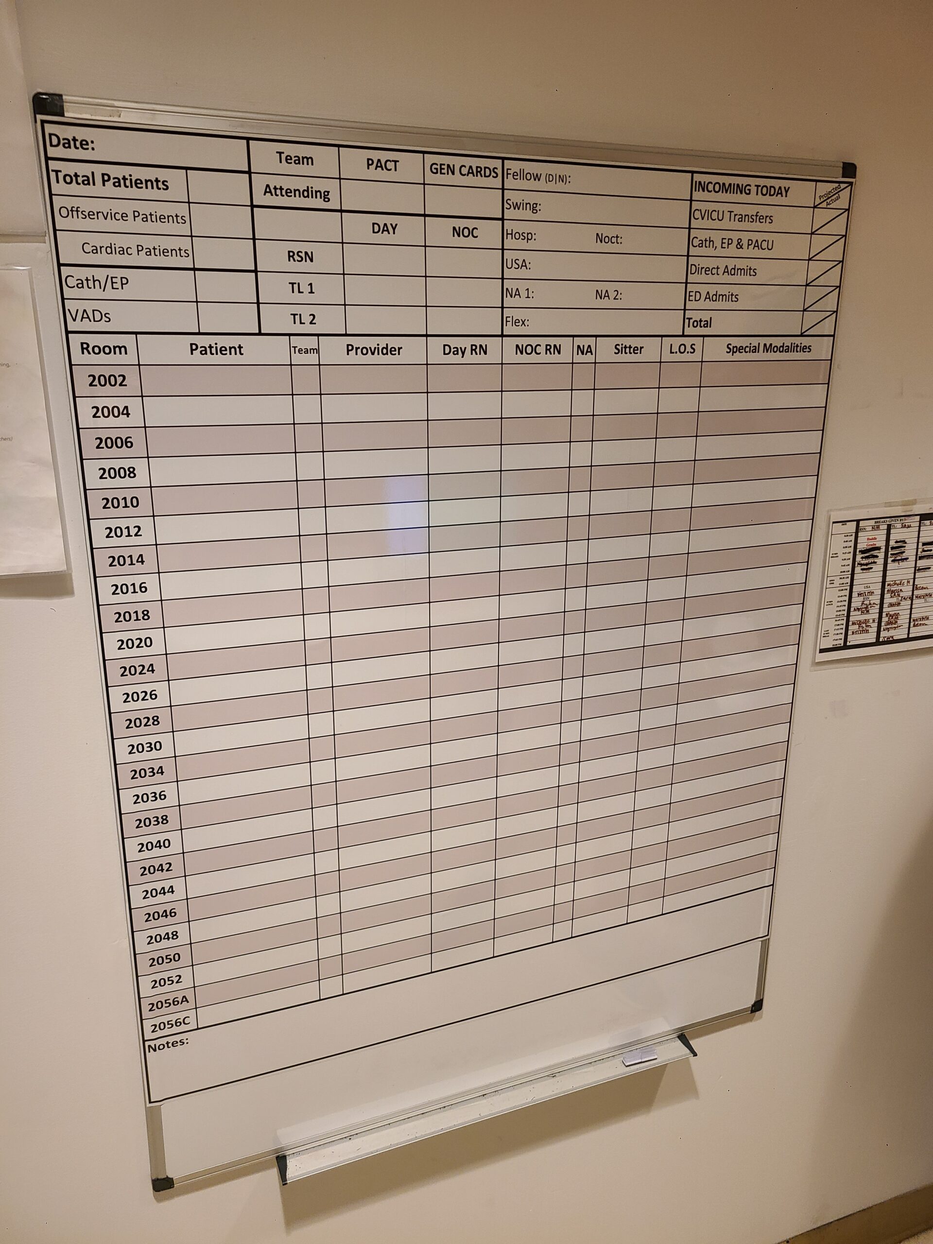 Dry erase laminated board for hospital