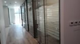 Sleek frosted glass pattern on window panels and doors