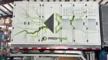 Vinyl wrapped generator on a truck with green lightning and the profrac logo.