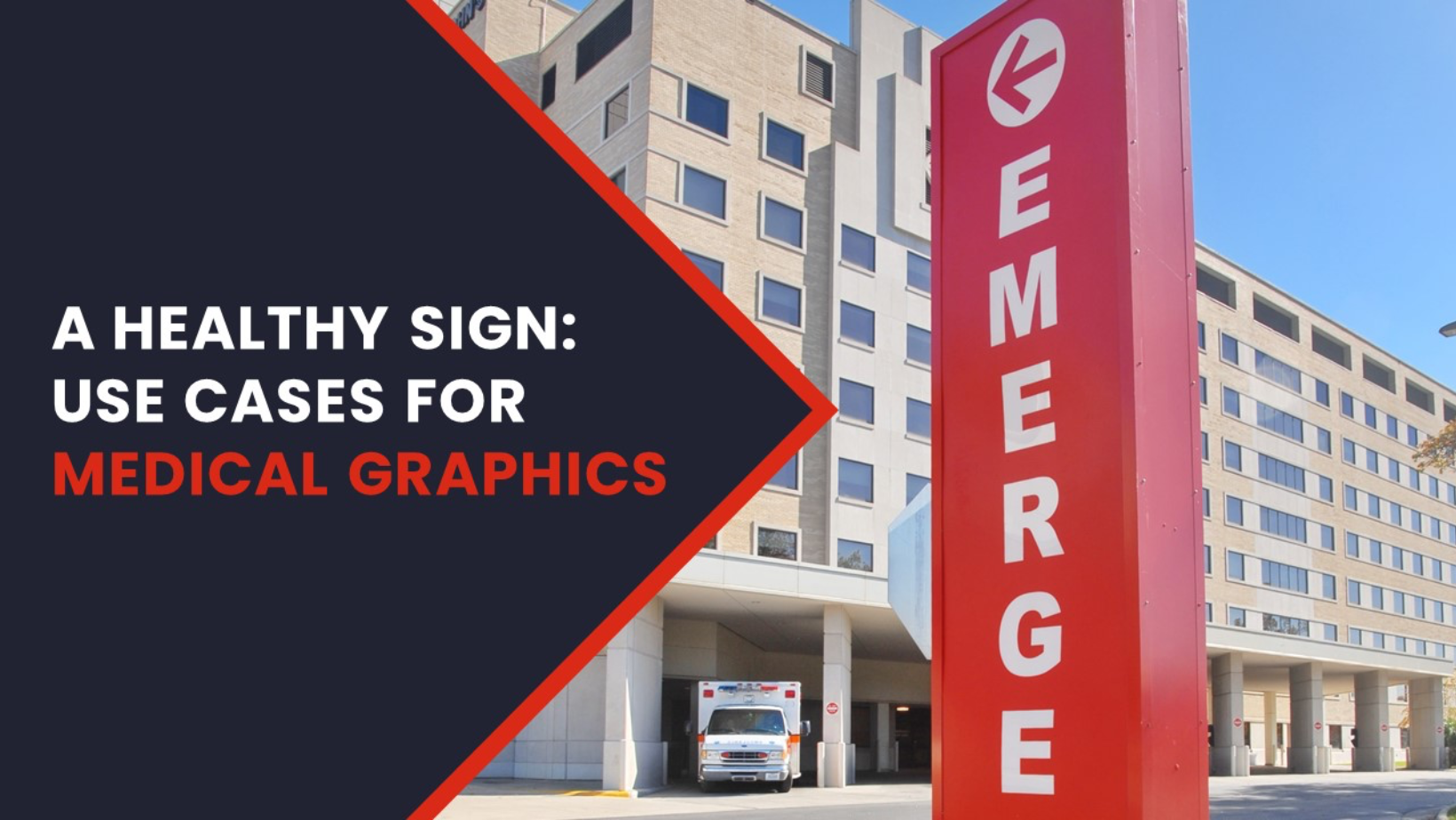 Emergency hospital sign with promotional graphics about a blog