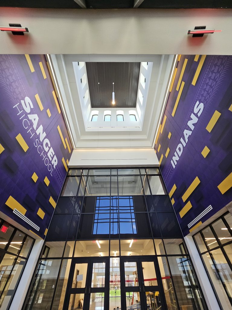 Custom school wall graphics for Sanger Indians by SpeedPro Irving
