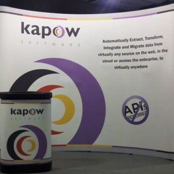 Kapow roll up banner and table stand