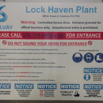 Lock Haven Plant directional signage