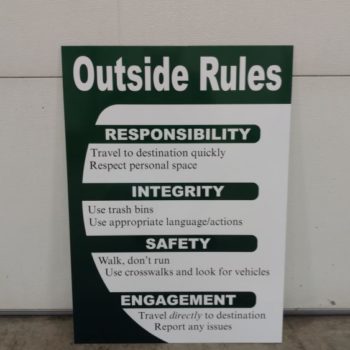 Outside Rules outdoor signage