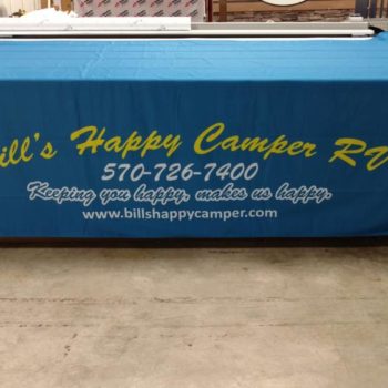 Bill's Happy Camper table covering