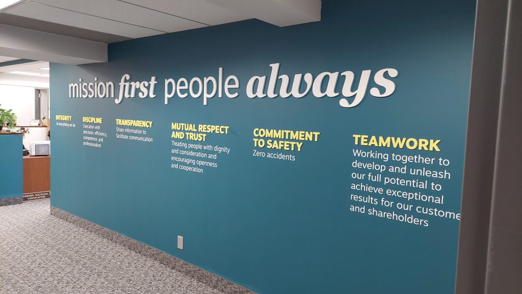 Acrylic Cut Letters  Mission First People Always 