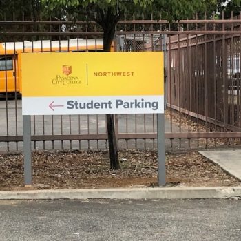 Student parking directional signage