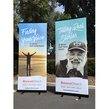2 portfolio retractor banners for Brewer Direct