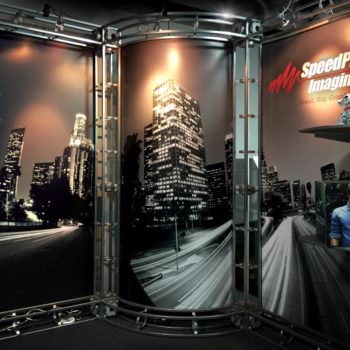 A trade show display for SpeedPro Imaging