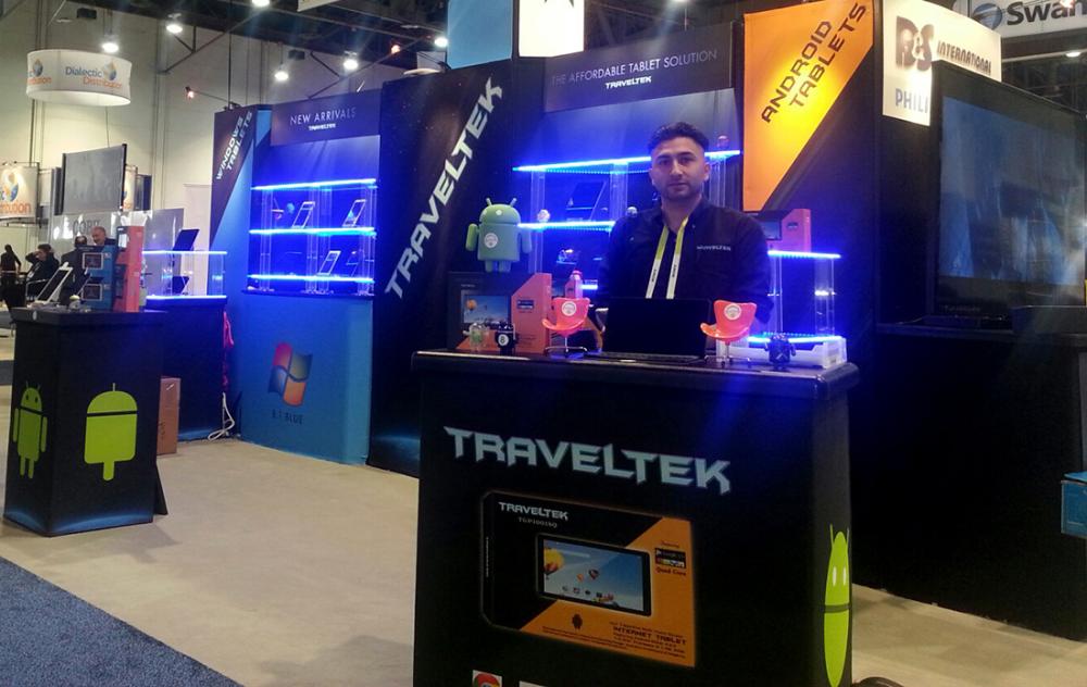 A trade show display for Traveltek