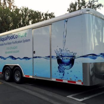 A trailer wrapped for AquaPoolCo Pure