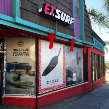Window graphics and sign for E.T. Surf