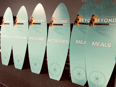 Surf boards with location graphics applied to them
