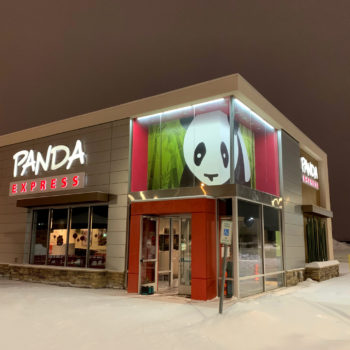 Panda Express signage and mural