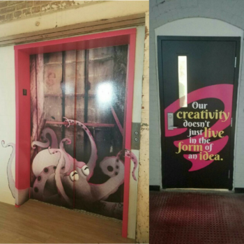 artistic elevator and door graphics