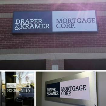 Outdoor and indoor signage for Draper & Kramer Mortgage Corp. 