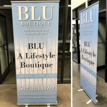 BLU botique pos display banners