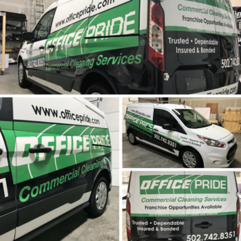 Vehicle wrap for Office Pride Commercial Cleaning Services 