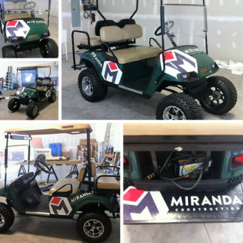 Decals created for golf cart for Miranda Construction 