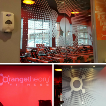 Wall murals and window graphics created for Orange Theory Fitness