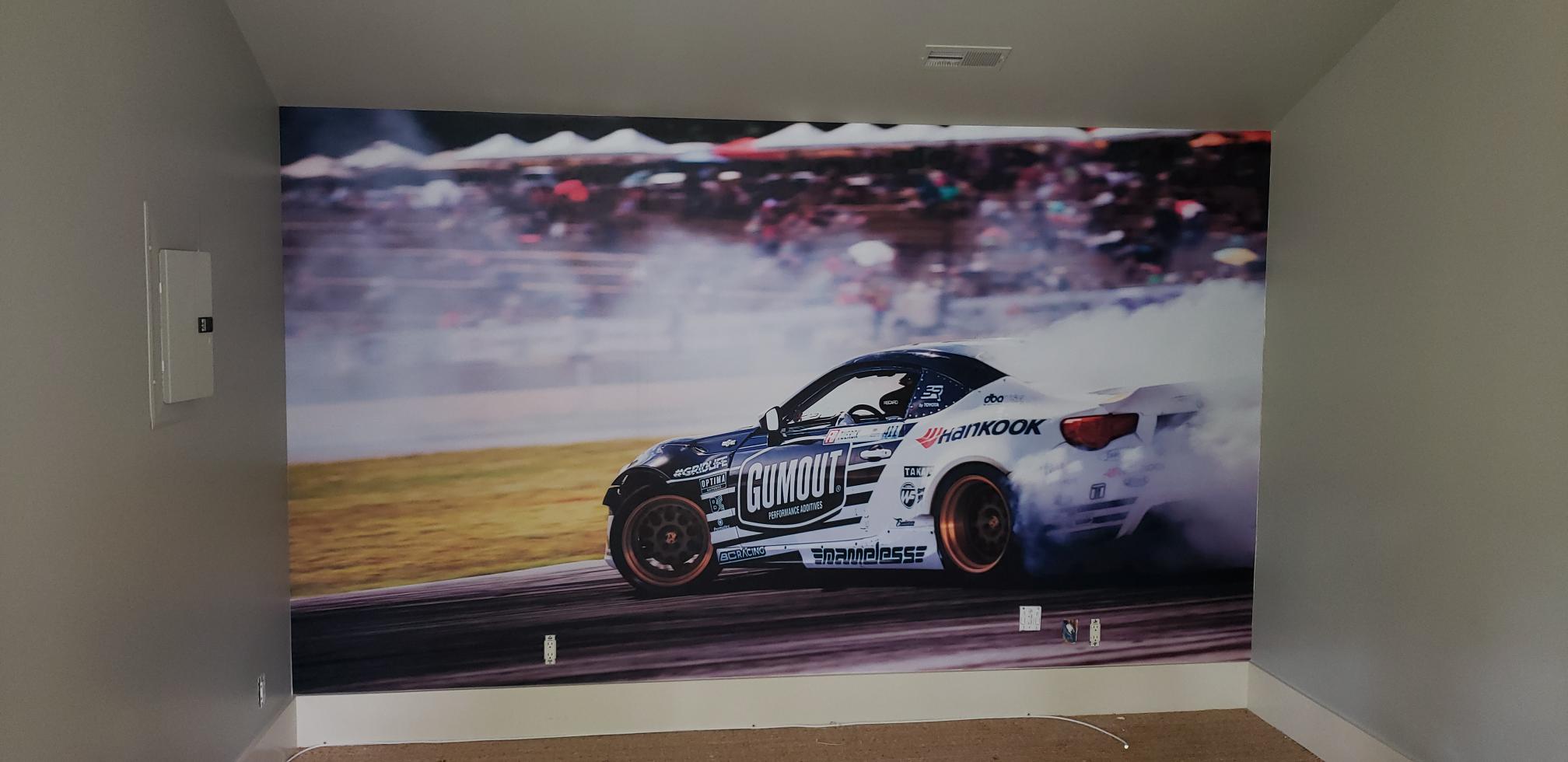 race car wall mural