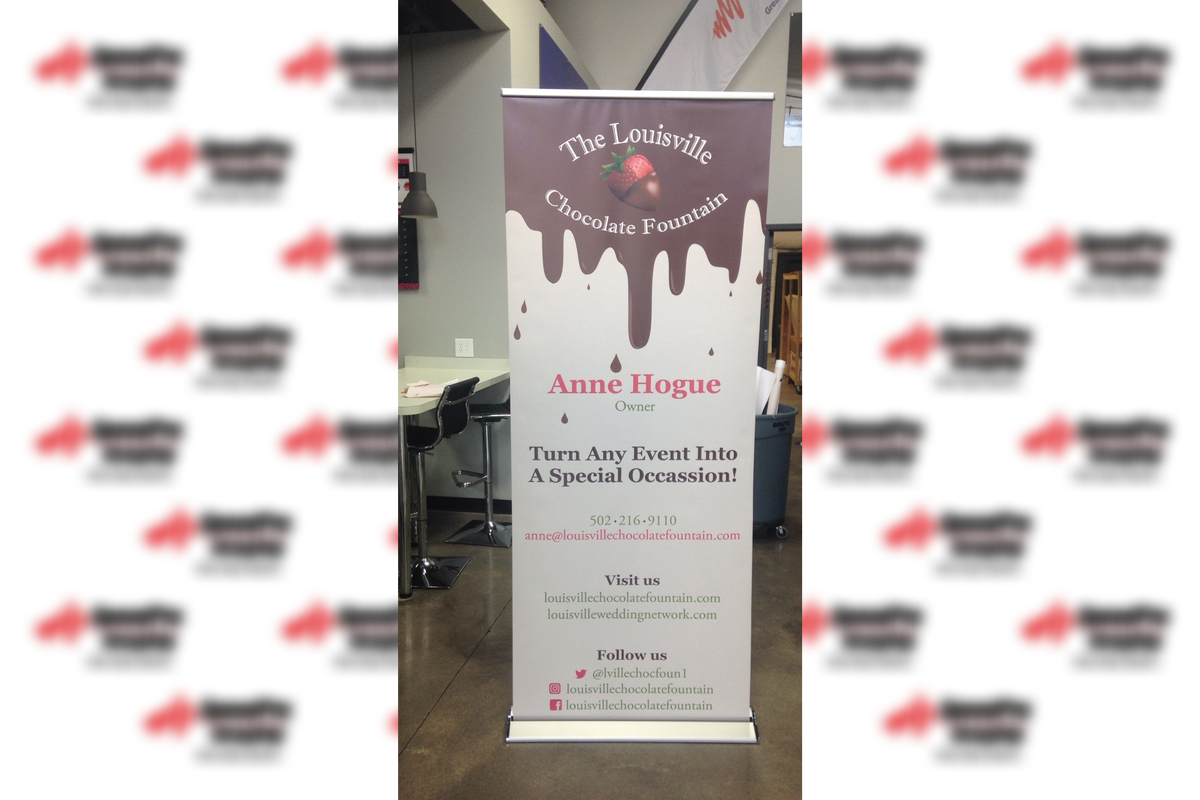 the louisville chocolate fountain standing banner