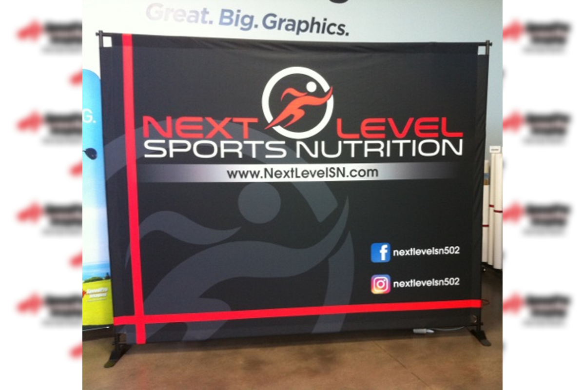 next level sports nutrition standing banner