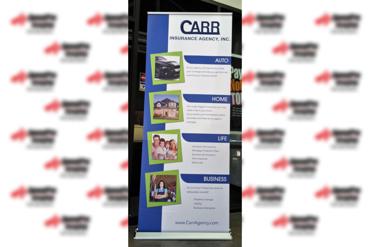 carr insurance agency standing banner