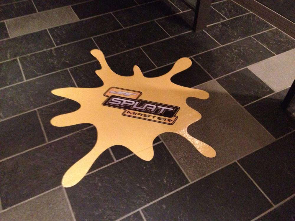 A custom floor graphic for Splat Master
