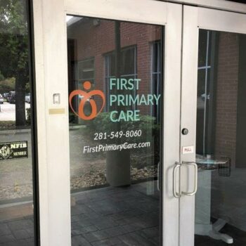first primary care front door window signage magnolia tx