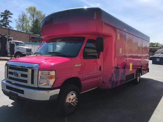 Pink bus wrapping