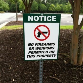 No Firearms park sign