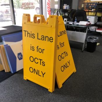 Bright yellow foldable sign