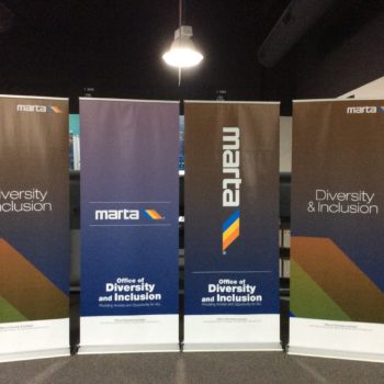 Four Marta Retractable banners