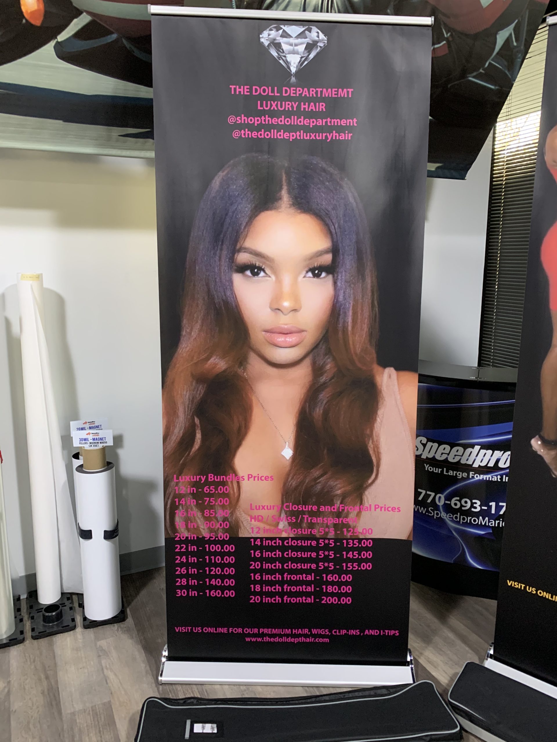 Luxury hair restractable business banner pink