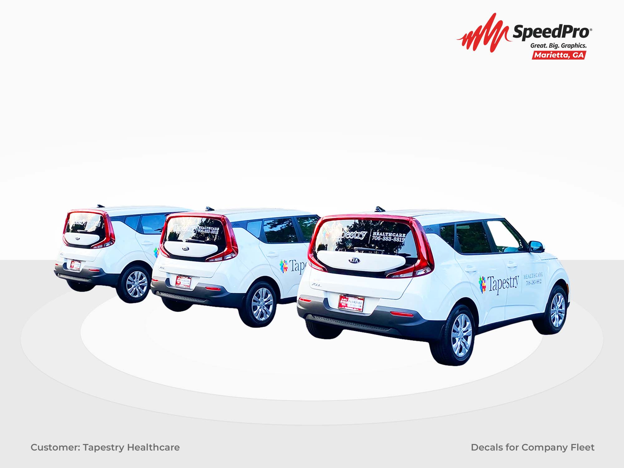 tapestry healthcare kia soul decals for company fleet