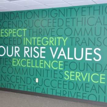 values message wall mural