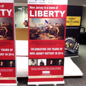 Banner celebrating the 350th year anniversary of New Jersey history in 2014