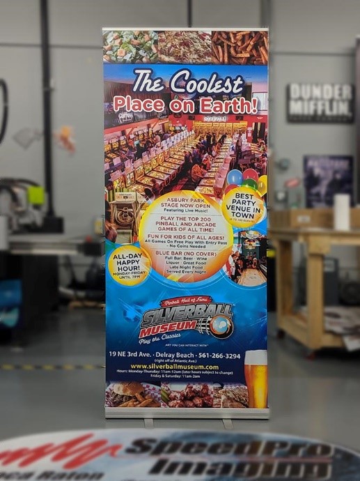 A pop up banner for Silverball Museum