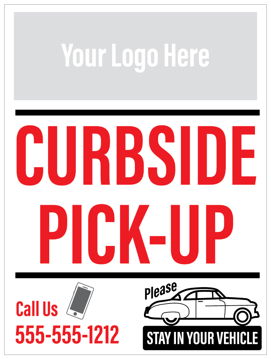 A-Frame Inserts- Curbside Pickup 24” x 36”, Single-side print on White Corrugated Plastic (outside)