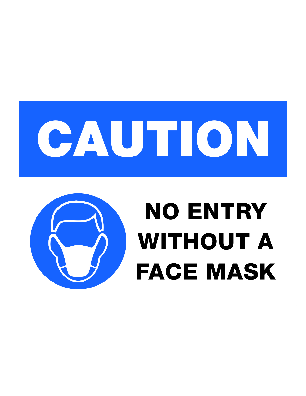 No Entry without Face Mask- - 6 Pack: 8" x 6" Decal for Smooth Surfaces