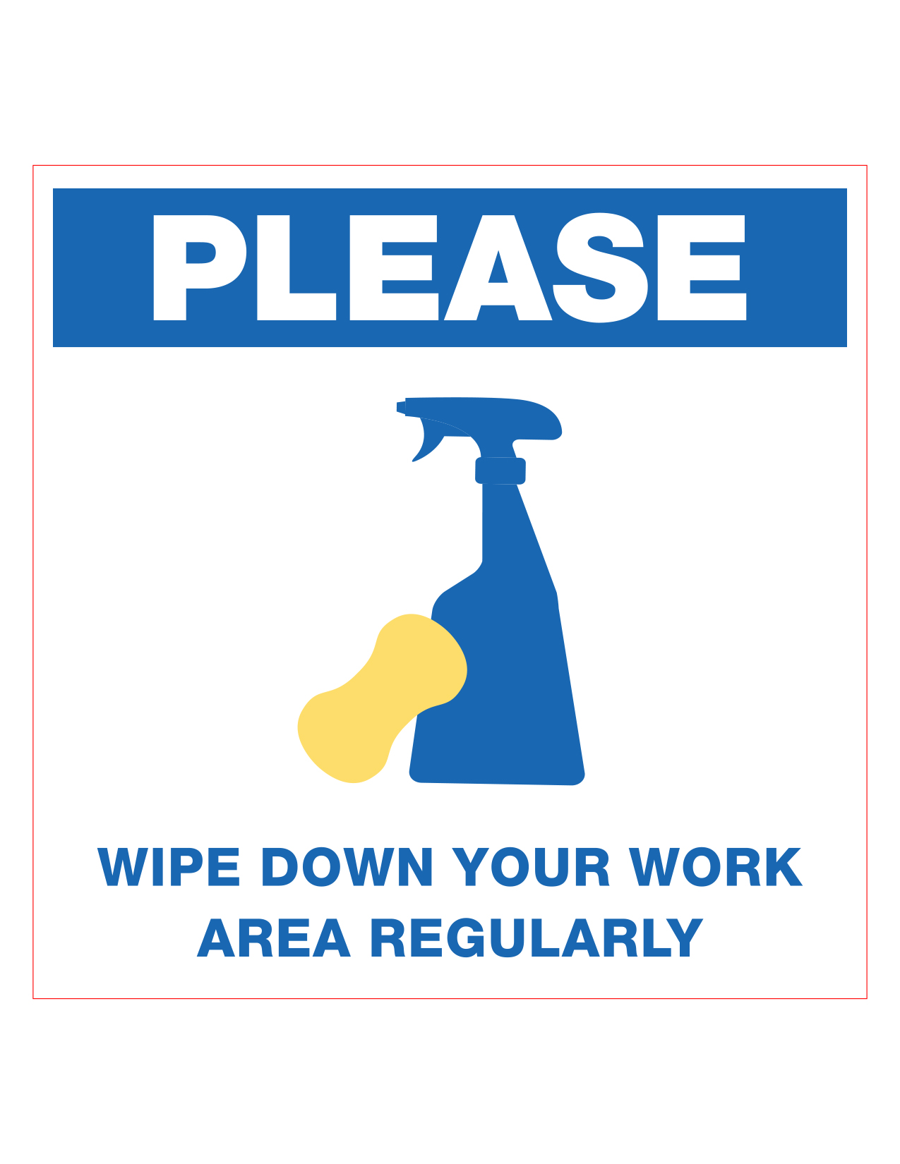 Wipe Down Area- 6 Pack: 8" x 8" Decal for Smooth Surfaces 