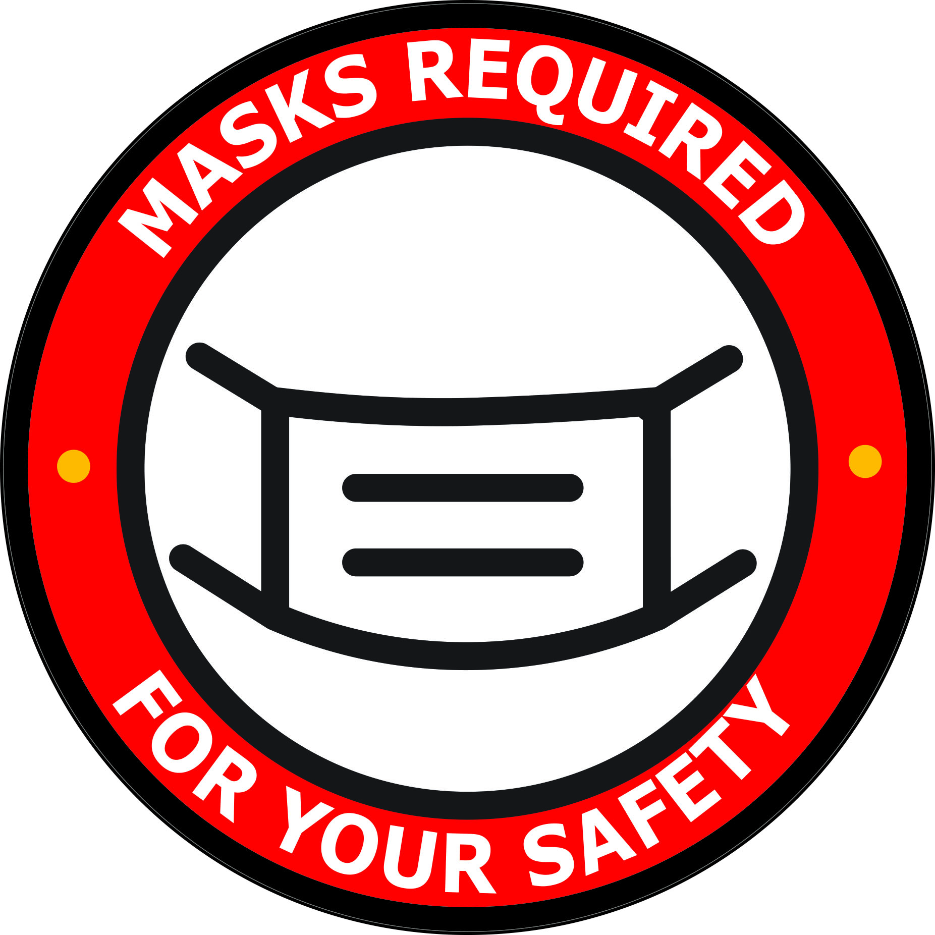 Masks Required 4 Pack for glass and flat smooth surfaces: 8" diameter adhesive back vinyl
