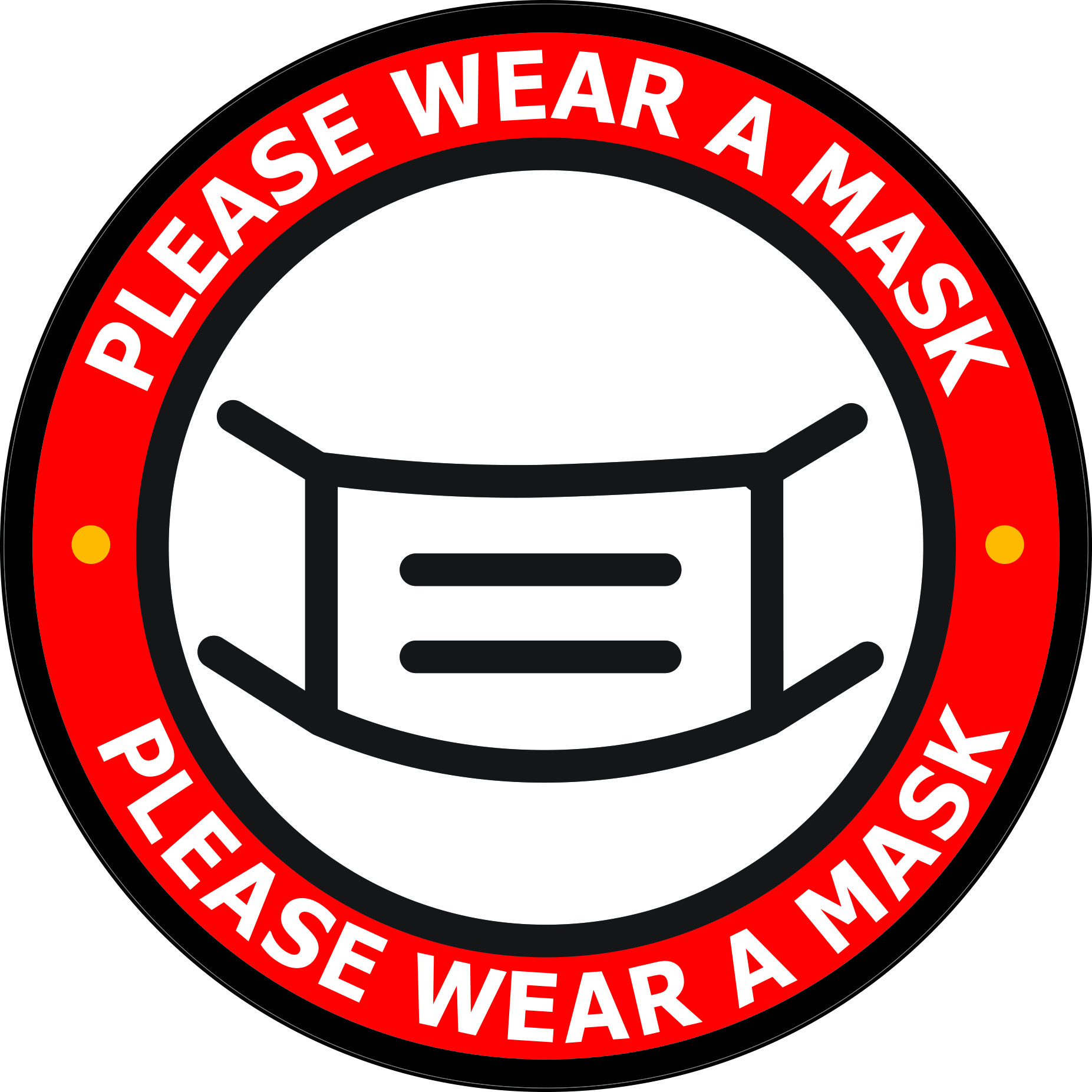 Masks Must Wear 4 Pack for glass and flat smooth surfaces: 8" diameter adhesive back vinyl