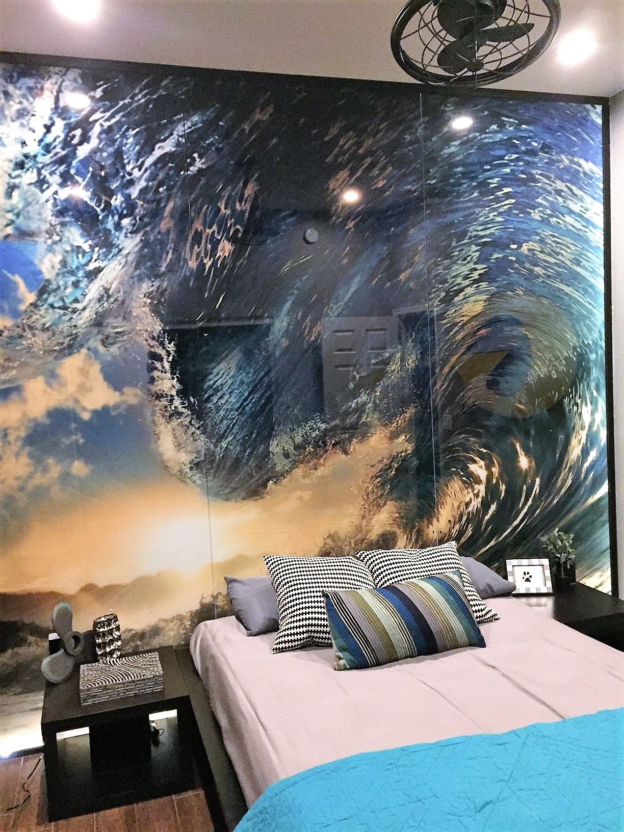 Glass wave wall mural
