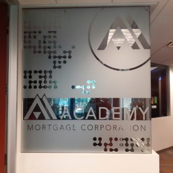 Academy Mortgage Corporation frosted window graphic