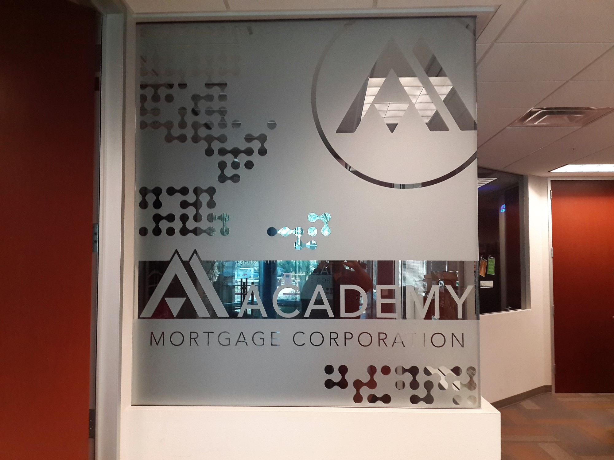 Academy Mortgage Corporation frosted window graphic