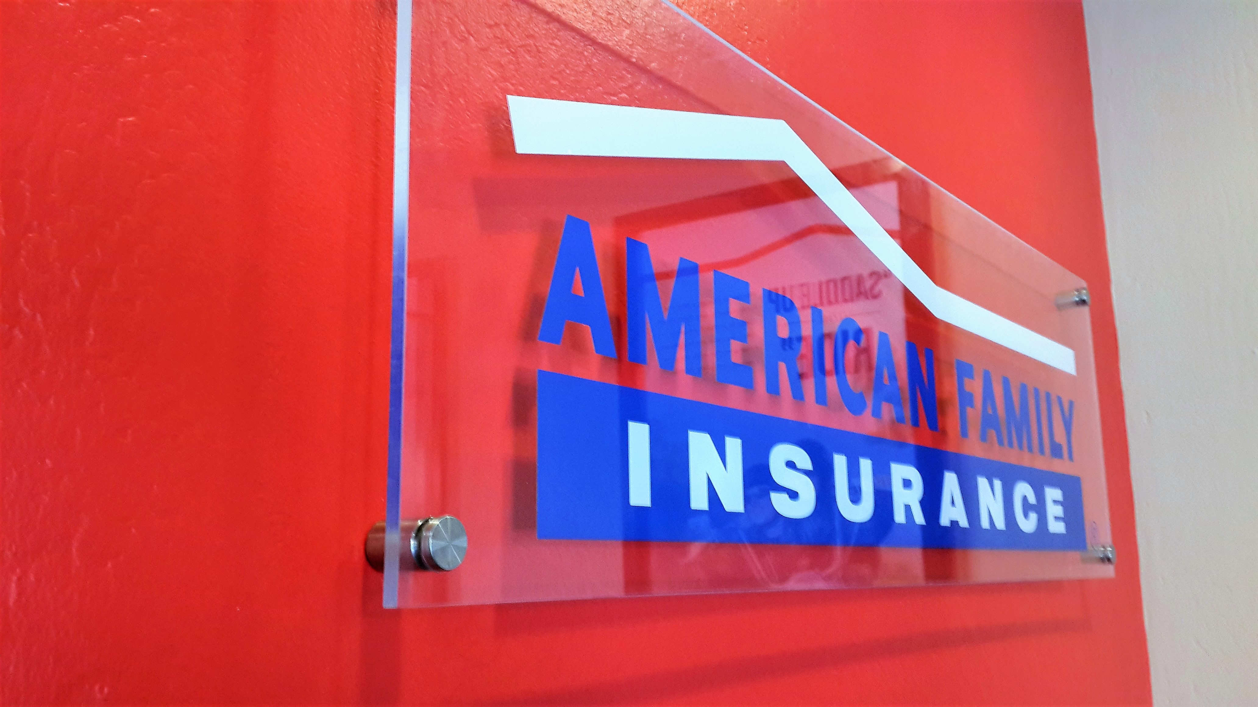 American Family Insurance indoor glass wall signage