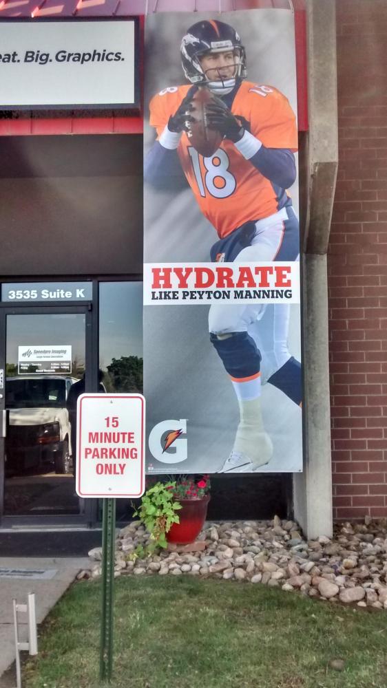 Gatorade Peyton Manning hanging banner advertisement