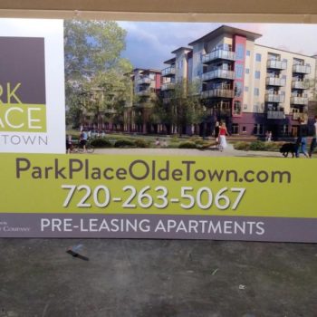 Park Place Olde Town apartment leasing advertisement sign